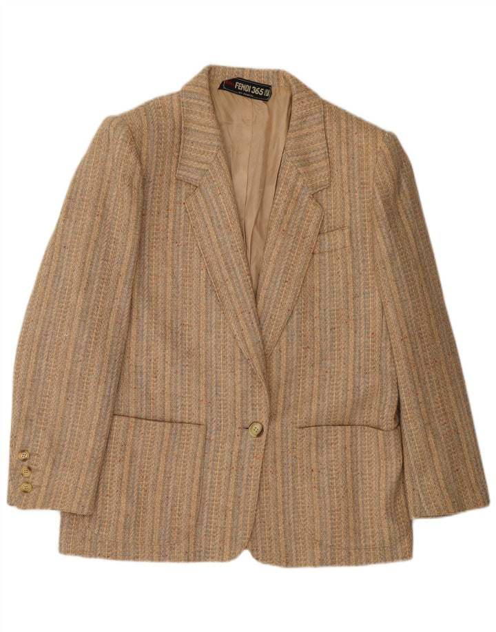 FENDI Veste Blazer 2 Boutons Femme IT 44 Beige Moyen Rayé Classique