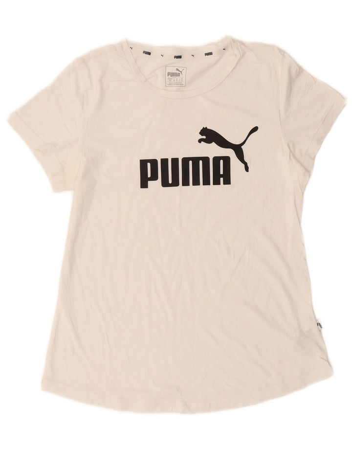PUMA T-shirt graphique pour femme UK 12 Blanc moyen Coton