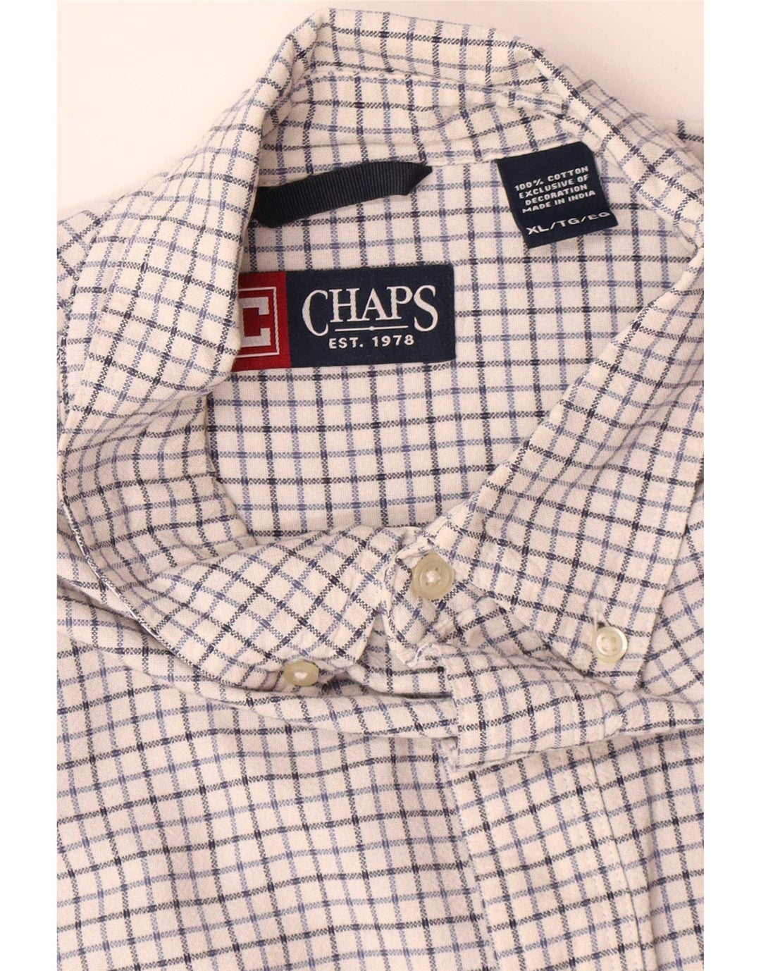Chaps Chemise Homme XL Blanc Carreaux Coton