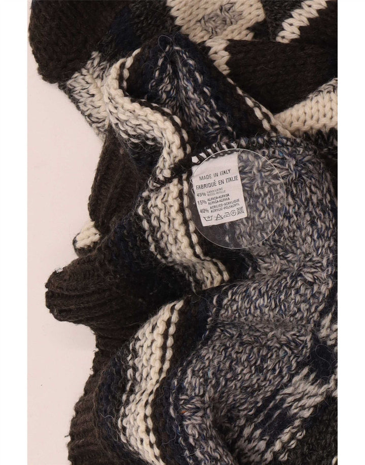 vintage Mens Turtle Neck Jumper Pull Moyen Multicolore Géométrique Laine