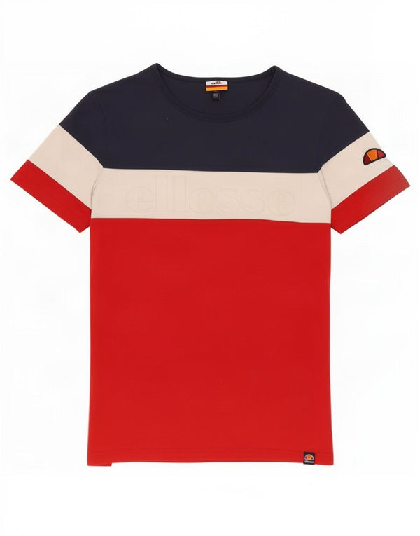 Ellesse T-Shirt Top XL Multicolore Colourblock Coton Homme