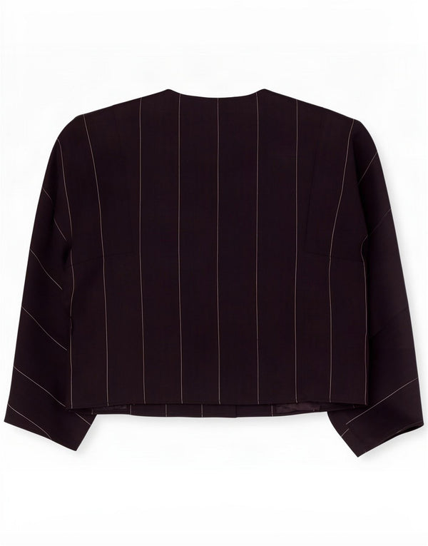 Vintage Blazer à manches 3/4 pour femme IT 44 Bleu marine moyen rayé