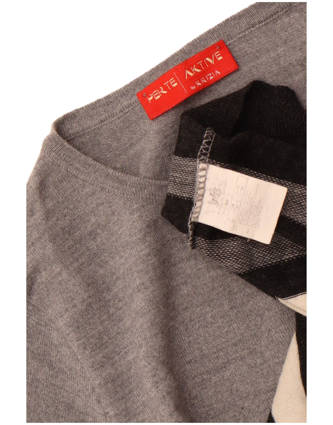 Perte by Krizia Pull col bateau pour femme UK 14 Gris moyen rayé