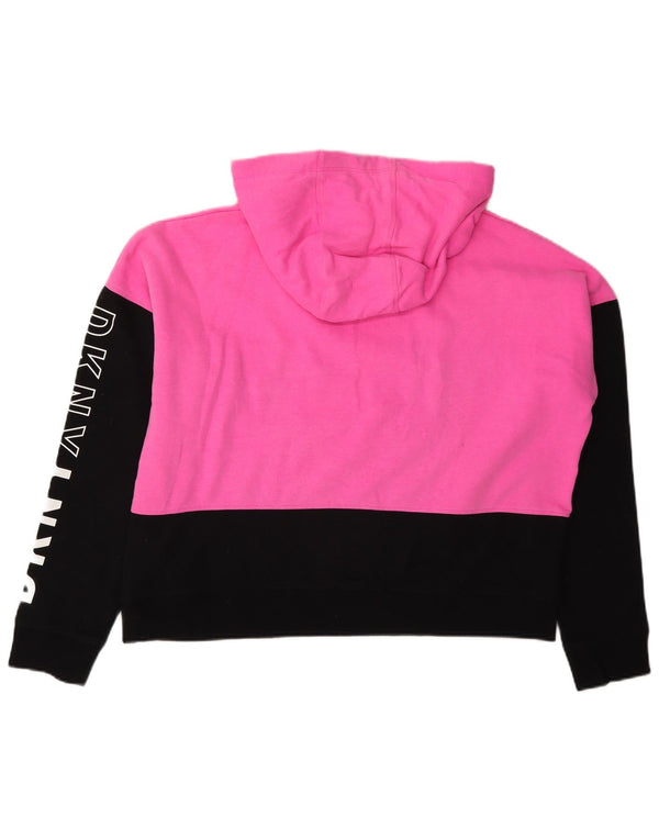 Dkny Pull à capuche surdimensionné graphique pour femme UK 14 Rose moyen Colourblock