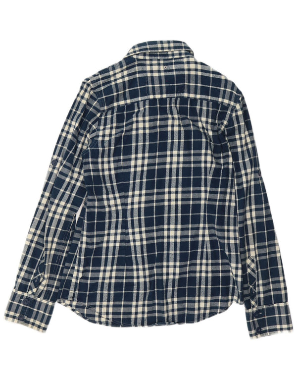 Superdry Chemise en flanelle pour femme UK 14 Large Bleu marine à carreaux en coton