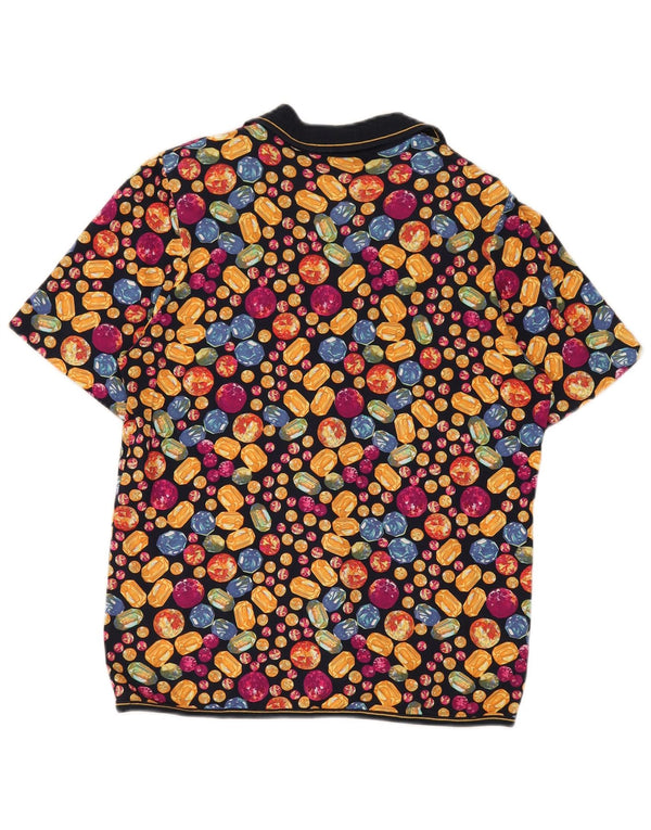 vintage Femme Chemise À Manches Courtes Blouse UK 14 Moyen Multicolore Repéré