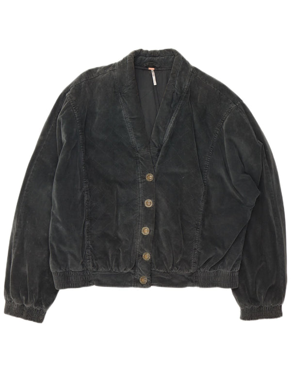 vintage Femme Veste Bomber Surdimensionnée UK 16 Grand Coton Gris