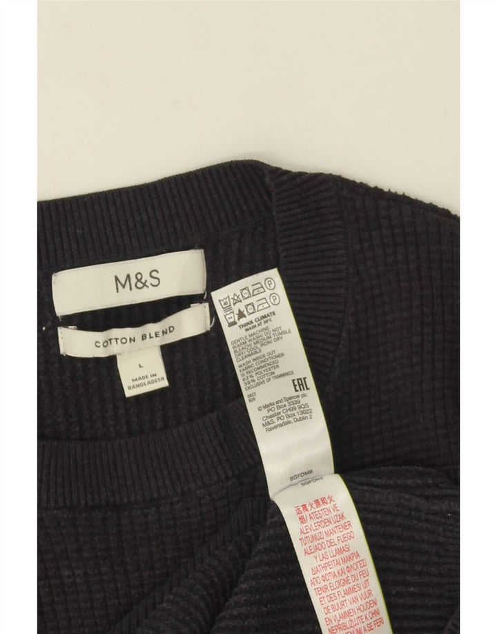 Marks & Spencer Pull à col rond pour homme en polyester bleu marine Taille L