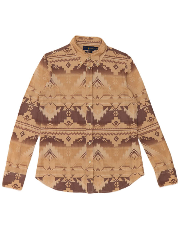 Ralph Lauren Chemise Femme UK 14 Large Beige Géométrique