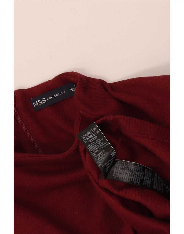 Marks & Spencer Haut Femme Manches 3/4 UK 8 Petit Bordeaux Polyester