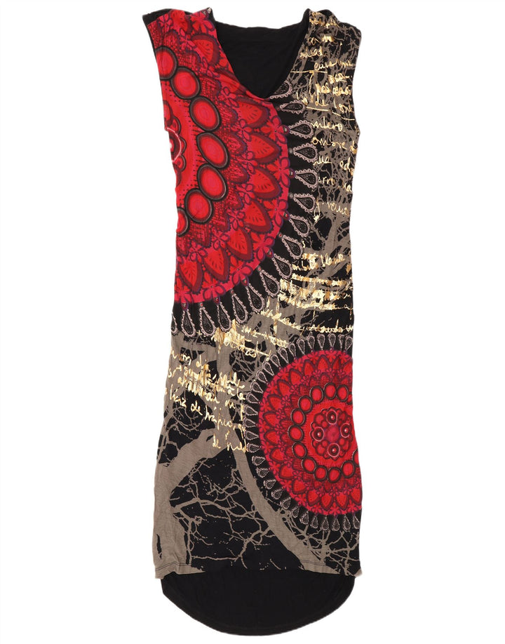 Robe longue à motif abstrait pour femme UK 14 Large Multicolore