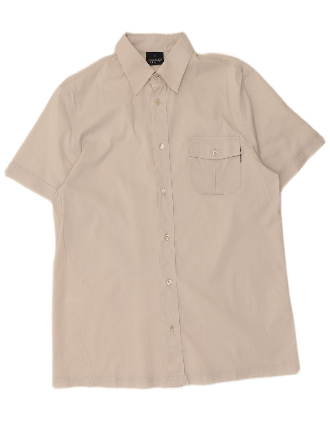 Trussardi Jeans Chemise à Manches Courtes Homme Blanc Moyen Coton