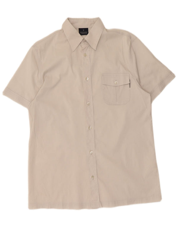 Trussardi Jeans Chemise à Manches Courtes Homme Blanc Moyen Coton