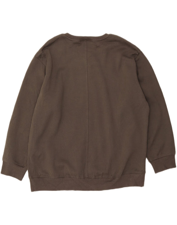 Zara Womens Graphic Sweat-shirt surdimensionné UK 18 XL Coton kaki