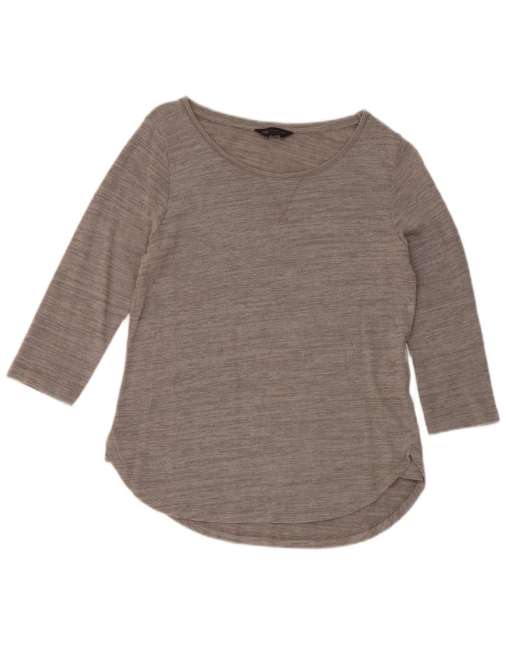 Marks & Spencer Haut pour femme à manches 3/4 UK 10 Small Viscose mouchetée gris
