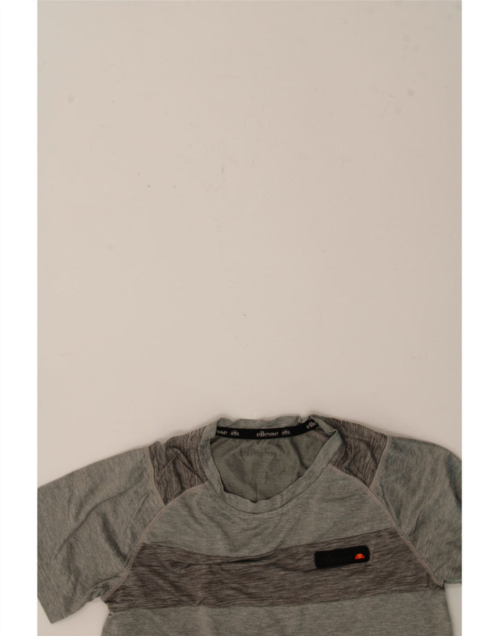 ELLESSE Boys T-Shirt Top 10-11 Years Medium Grey Colourblock Polyester Vintage Ellesse and Second-Hand Ellesse from Messina Hembry 