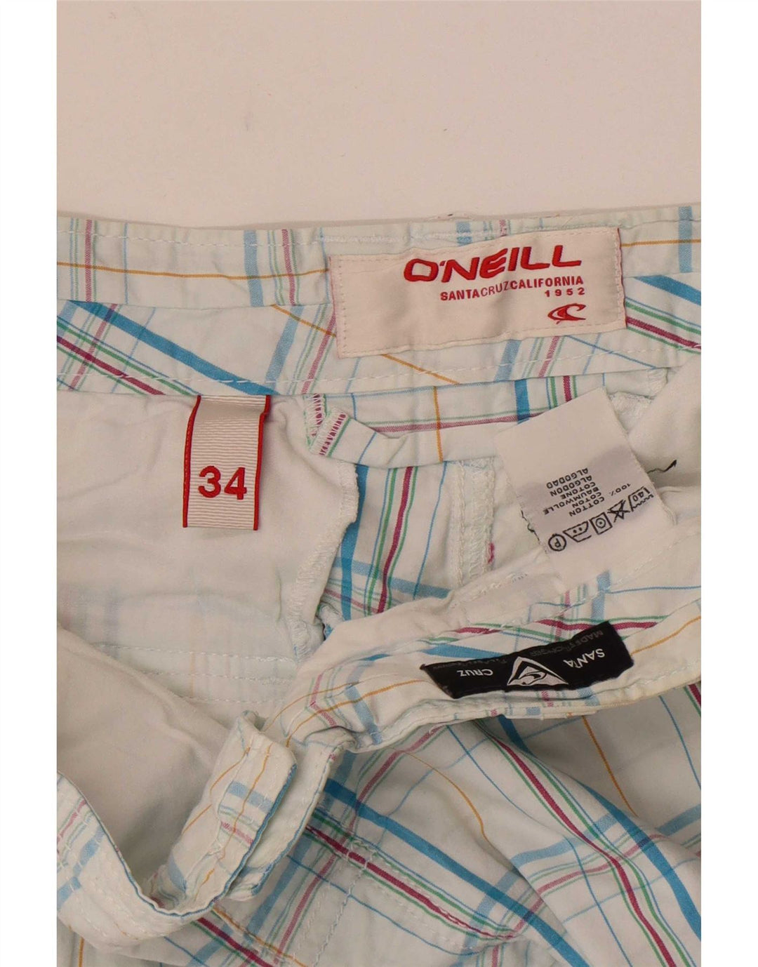 O'Neill Short cargo pour homme W34 en coton à carreaux bleu grand