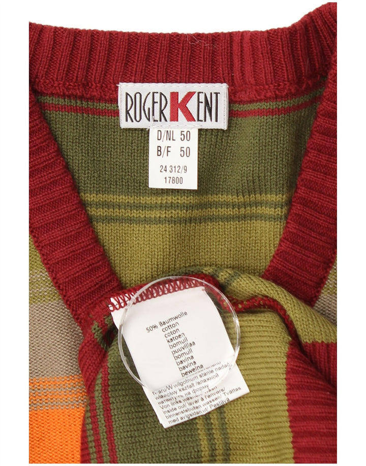 ROGER KENT Pull col V pour homme EU 50 Medium multicolore rayé