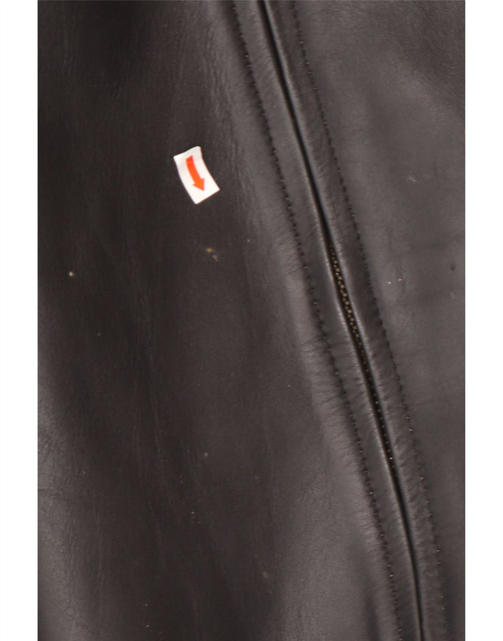 VINTAGE Veste en cuir homme UK 42 XL Cuir colorblock noir