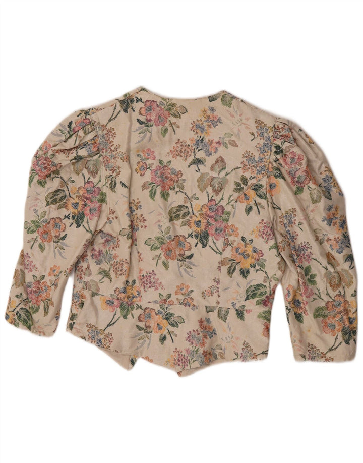 Eger Veste Blazer Femme Manches 3/4 1 Bouton IT 42 Beige Moyen Floral