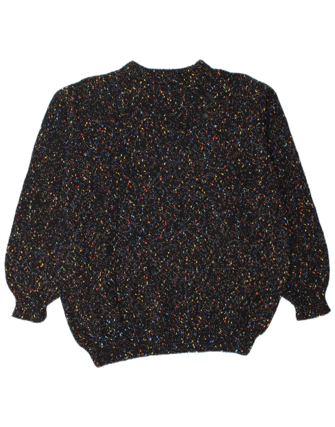 vintage Mens Turtle Neck Jumper Pull Moyen Noir Moucheté