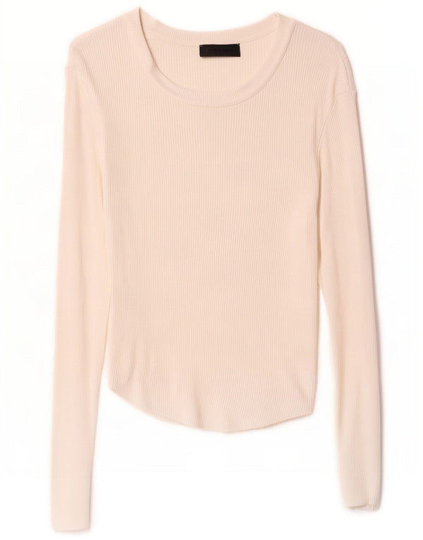 Zara Femme Top Manches Longues UK 12 Medium Blanc