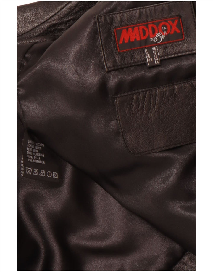 MADDOX Veste en cuir pour femme UK 22 3XL Cuir noir