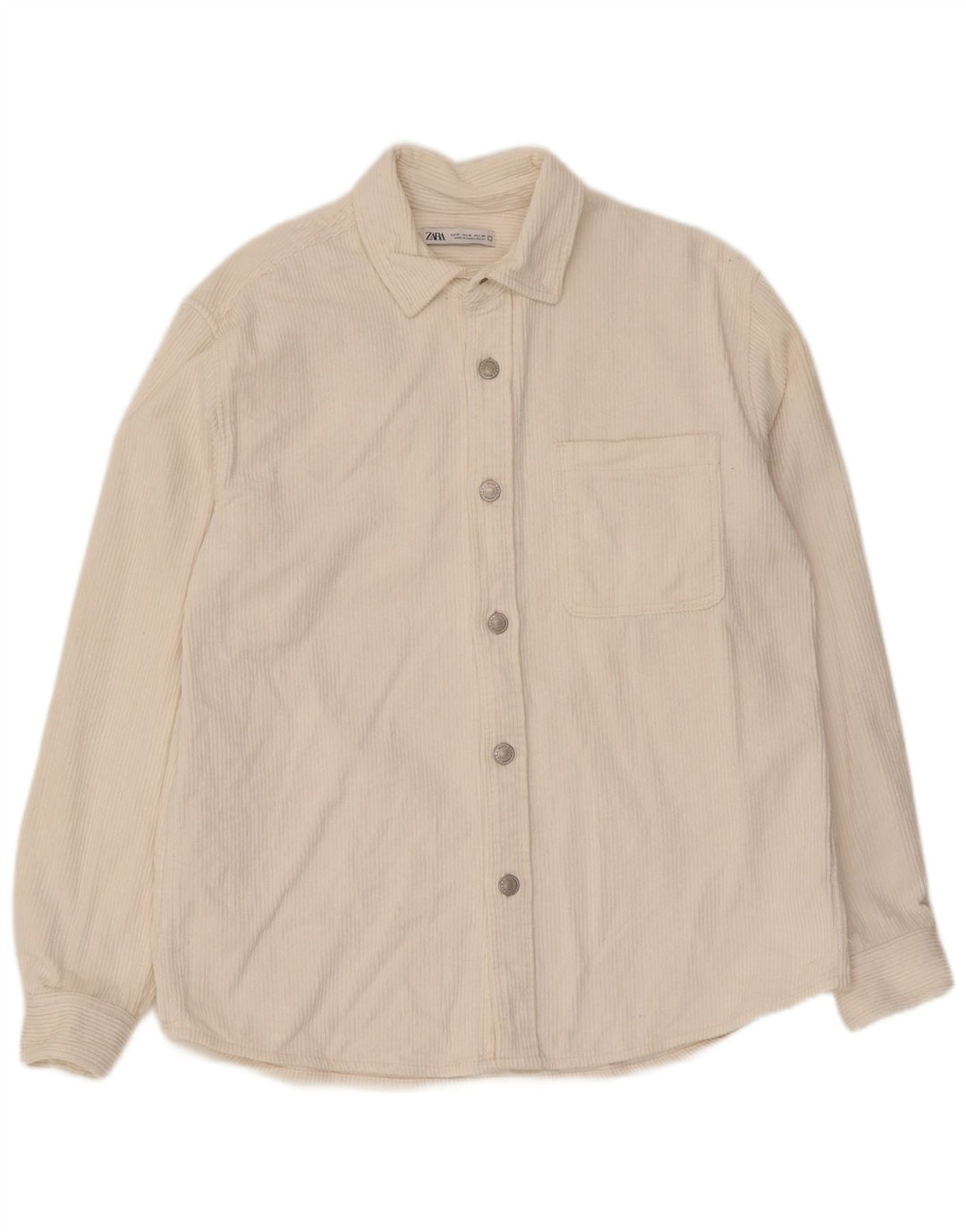 Zara Chemise En Velours Côtelé Coton Blanc Moyen