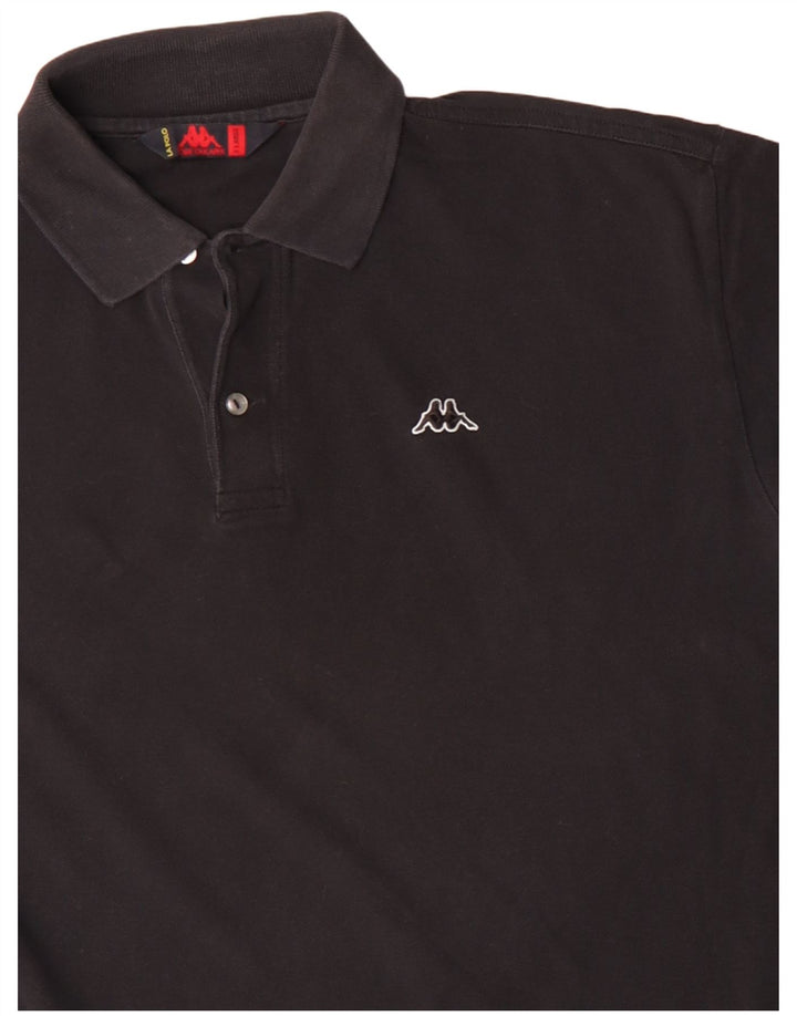 KAPPA Polo à Manches Longues Homme XL Noir Coton