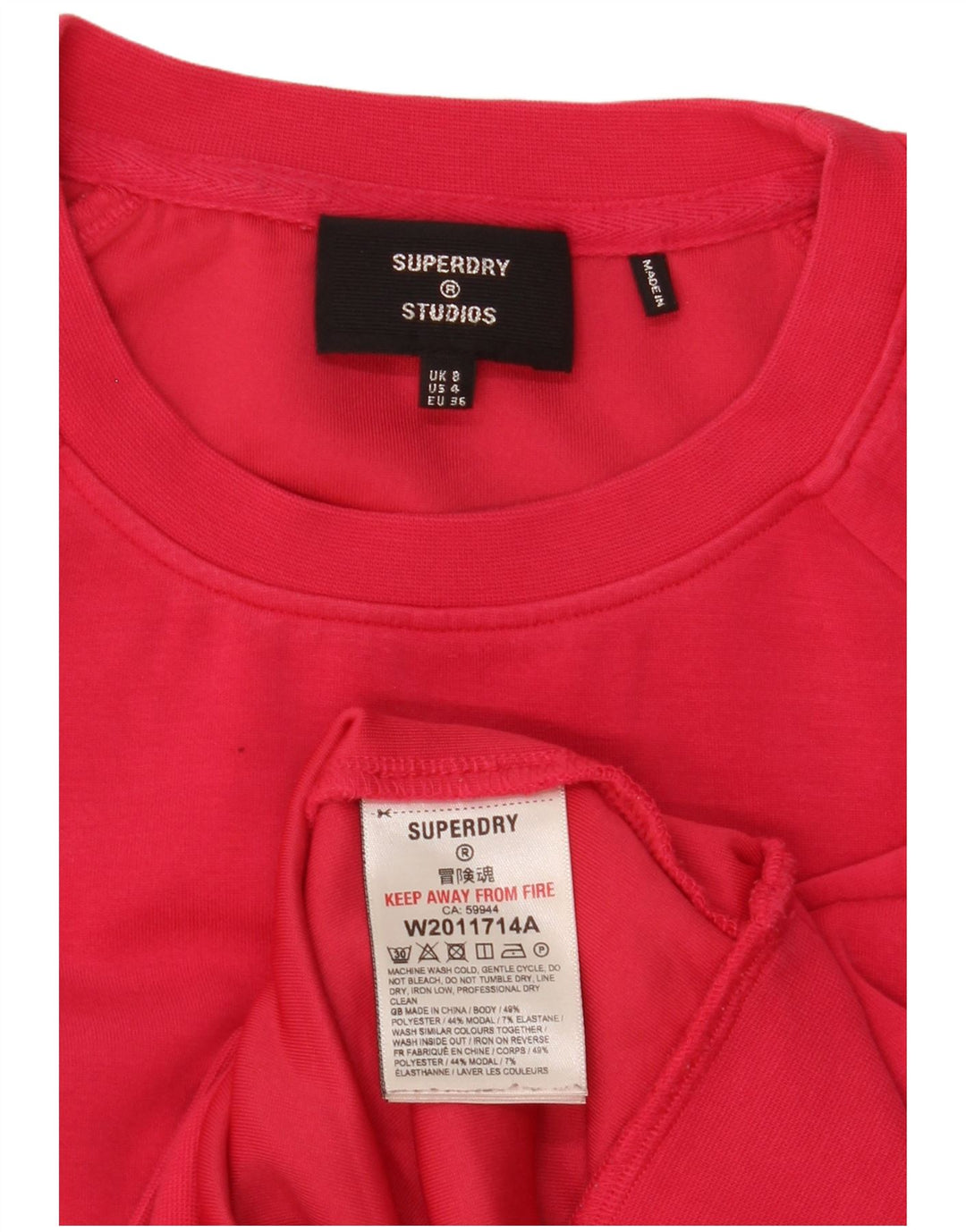 Superdry Femme Crop Oversize Sweatshirt Jumper UK 8 Petit Rouge Polyester