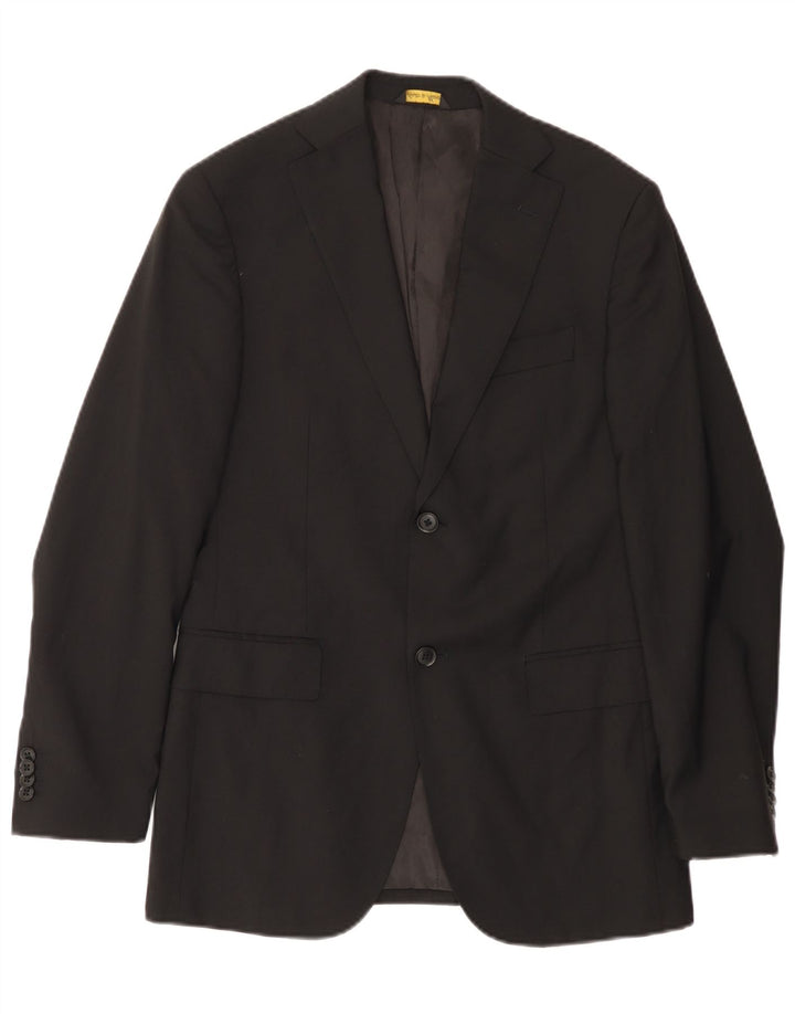 Enrico Coveri Veste Blazer 2 Boutons Homme IT 46 Petite Laine Noire
