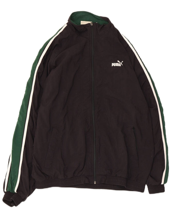 Puma Veste de survêtement pour homme Large Noir Colorblock Polyester