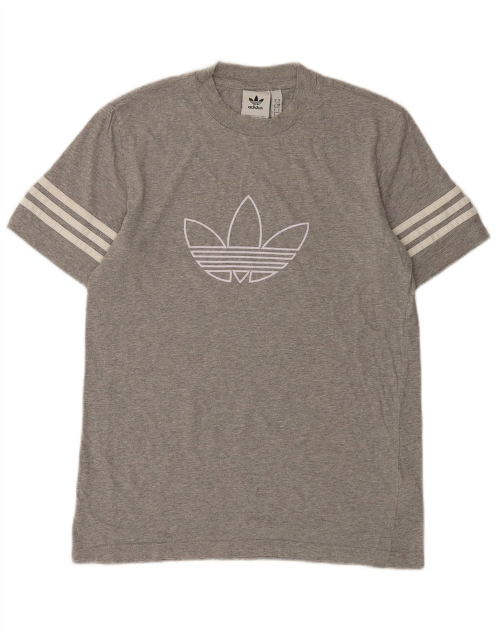 ADIDAS T-Shirt Graphique Homme Petit Gris Moucheté Coton