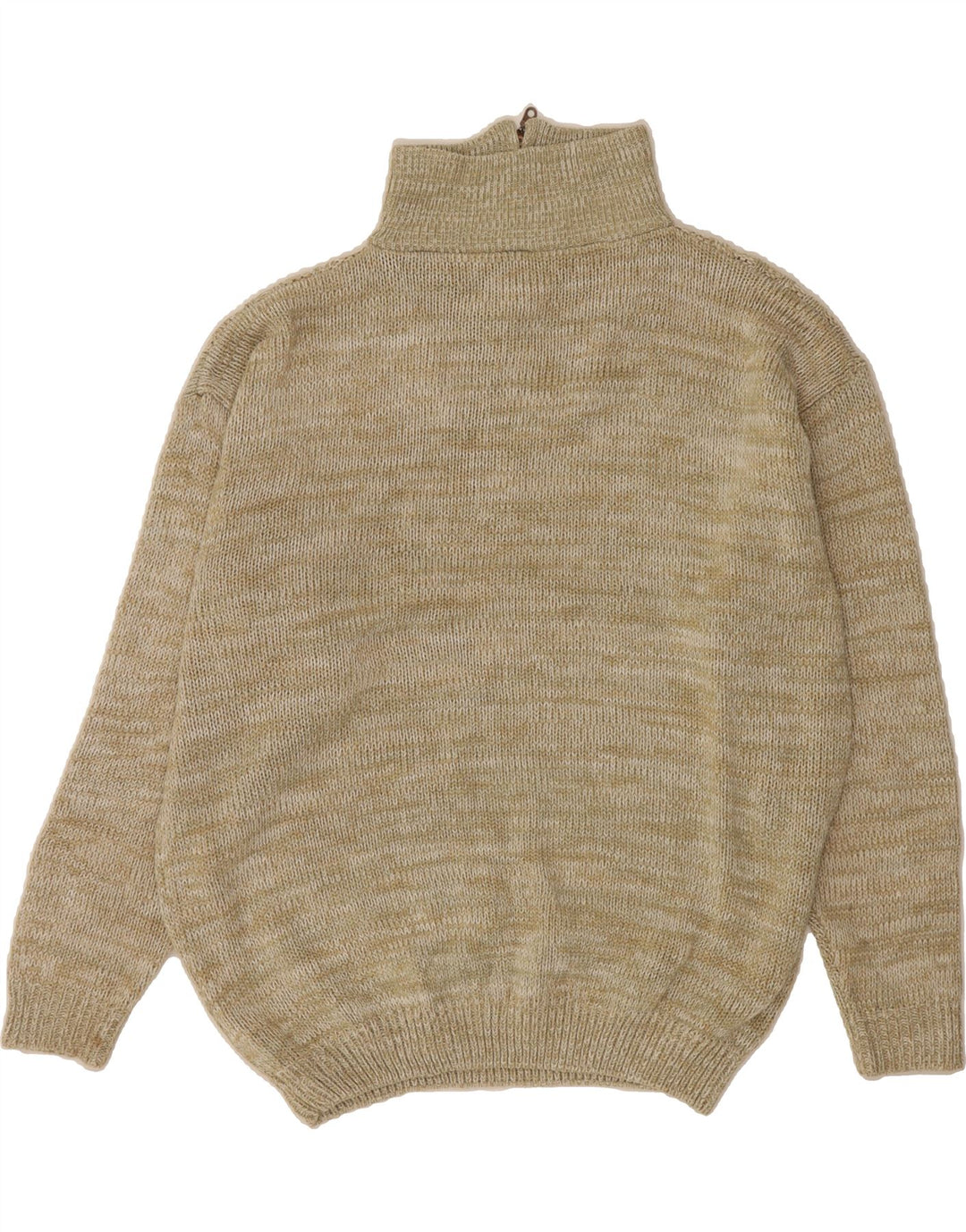 VINTAGE Pull col zippé pour homme 2XL Beige Polyacrylique