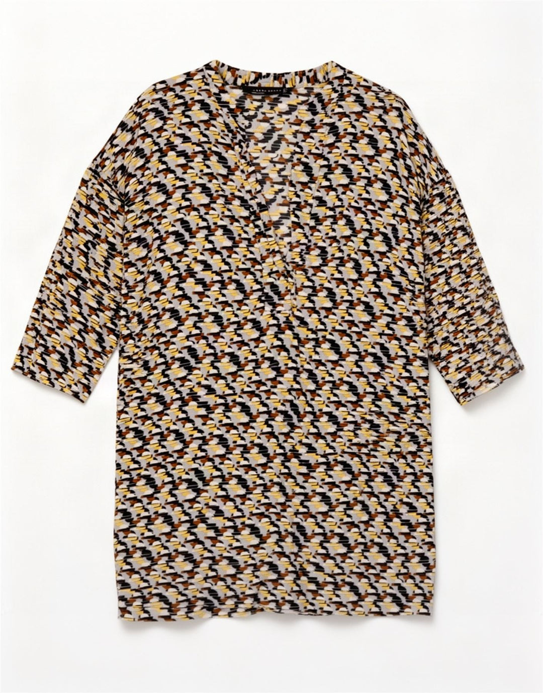Zara Robe droite à manches 3/4 pour femme UK 14 Medium Multicolore Géométrique