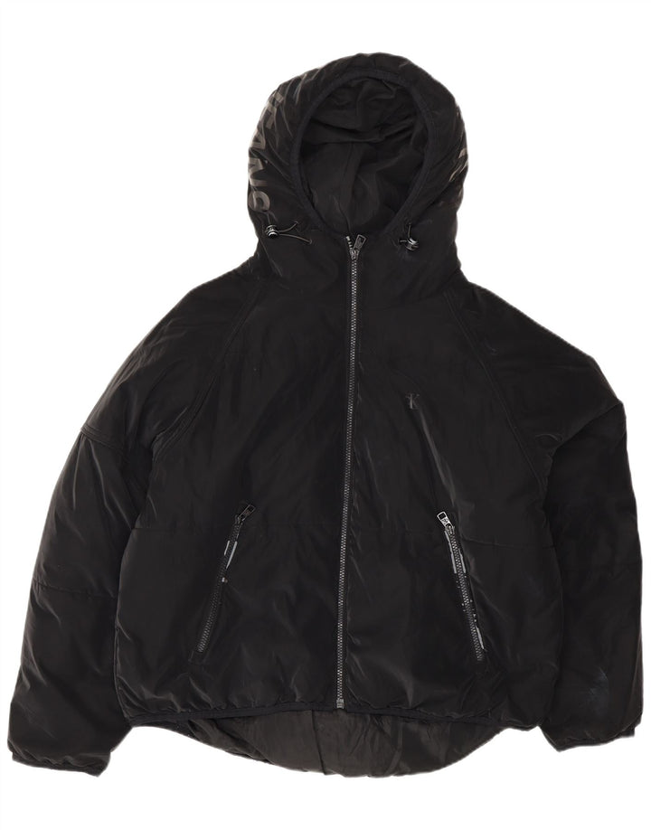 Calvin Klein Jeans Veste matelassée graphique surdimensionnée pour femme UK 10 Small Noir