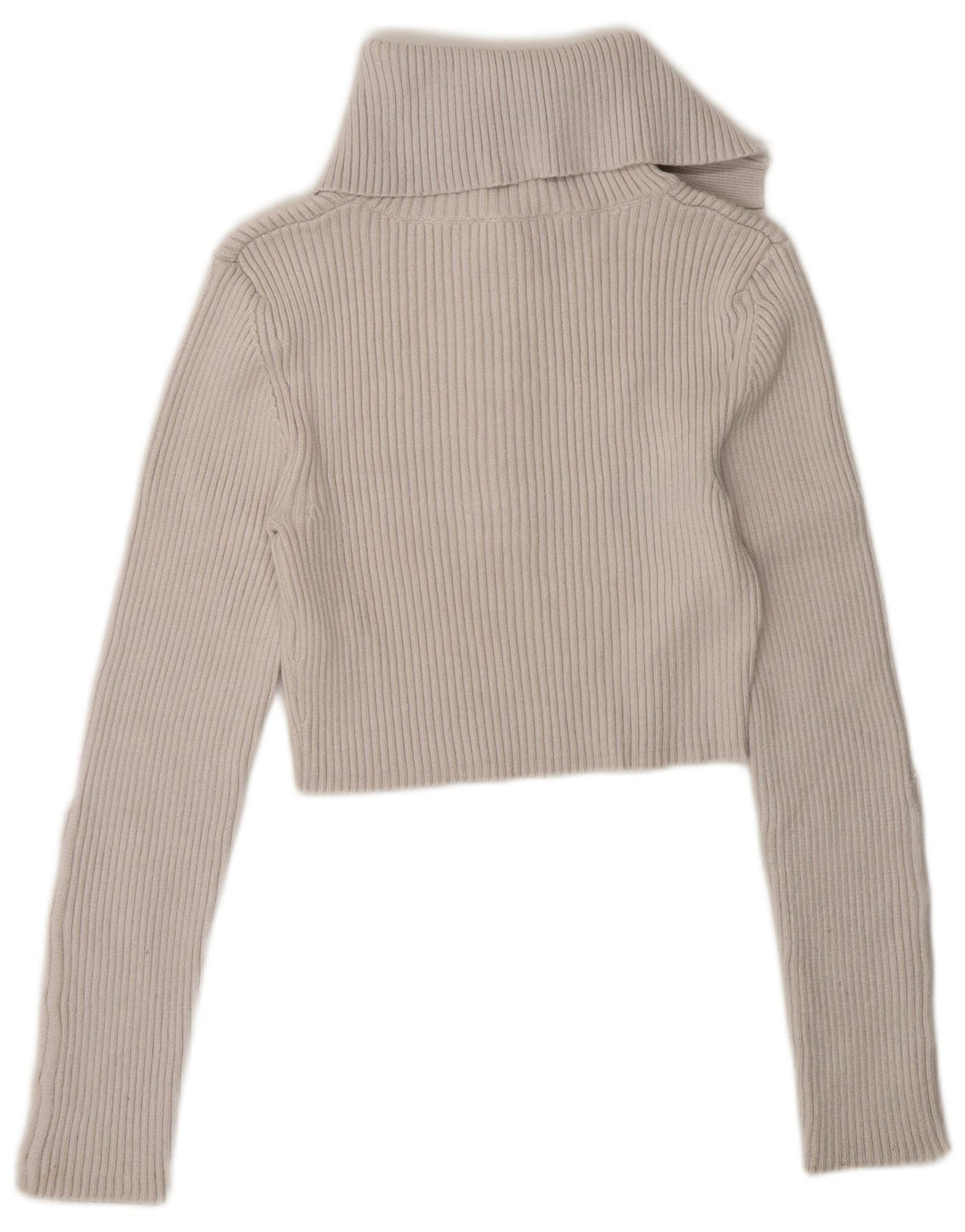 Zara Womens Crop Top Manches Longues UK 12 Medium Blanc Viscose
