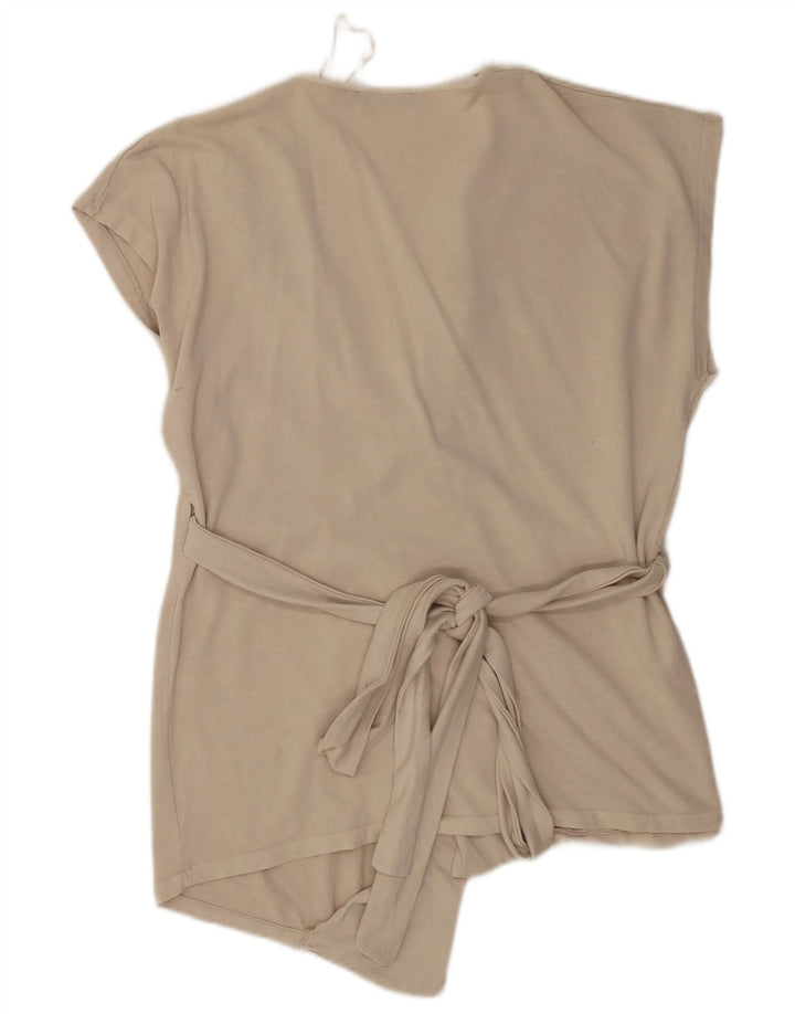 Zara Womens Wrap Blouse Top UK 16 Grand Coton Beige