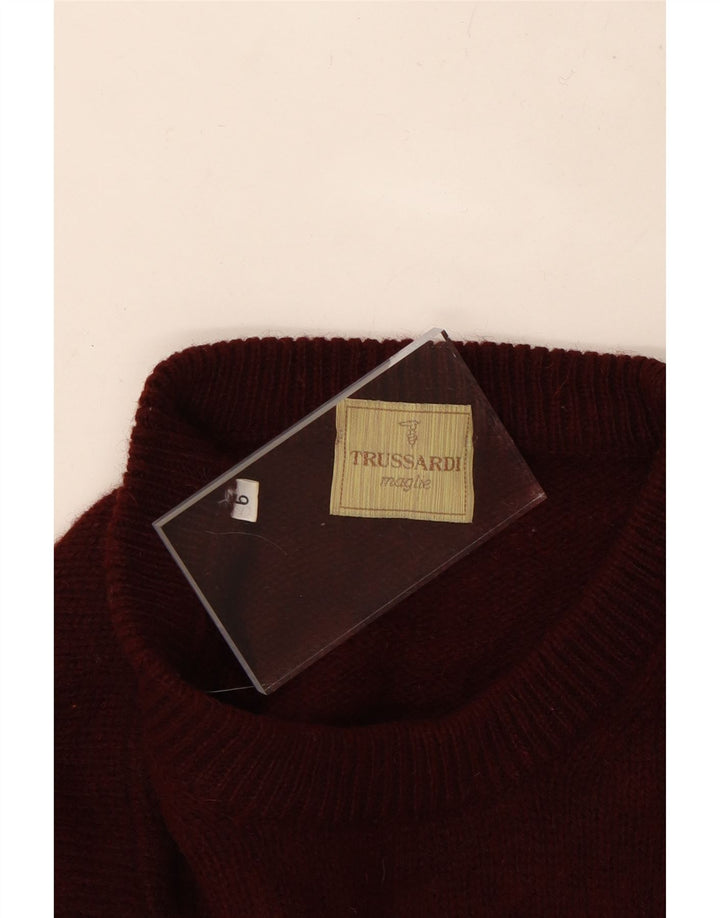 TRUSSARDI Pull à col rond pour homme 2XL Marron Laine