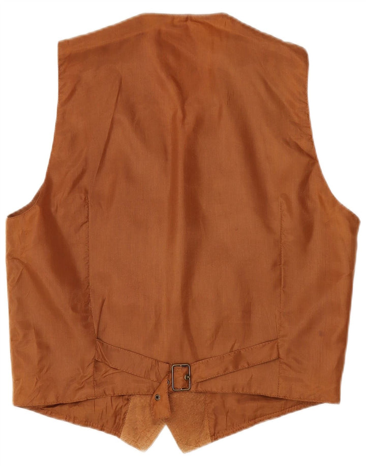 Gilet en daim vintage pour homme en cuir marron moyen