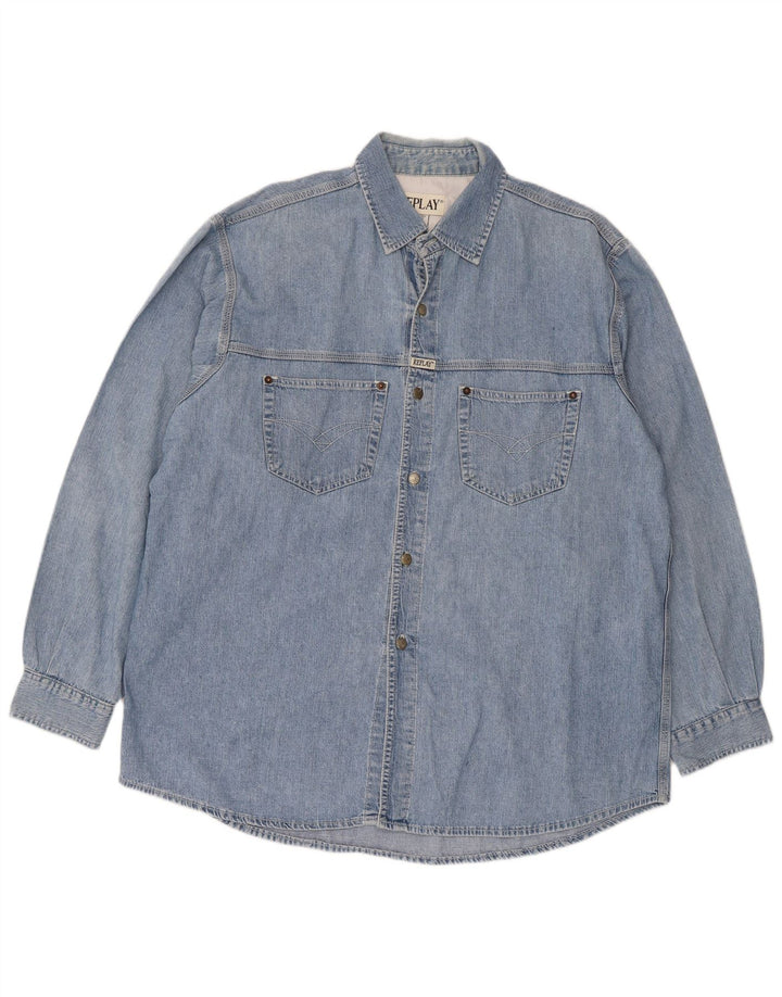 Replay Chemise en Jean Regular Fit Homme 2XL Bleu Coton