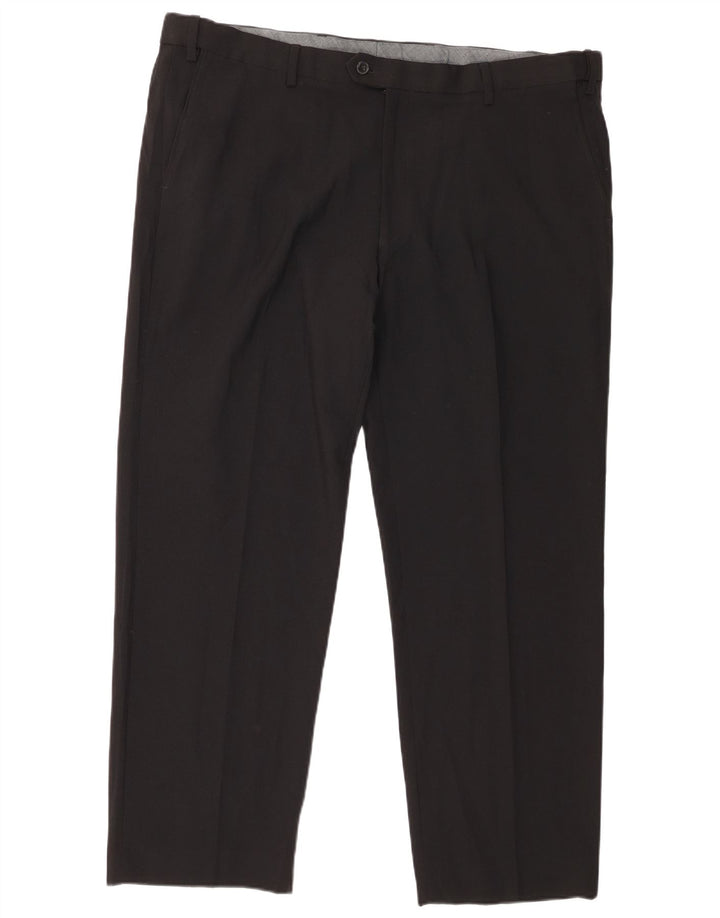 Marks & Spencer Pantalon de costume droit pour homme W42 L29 Noir Polyester