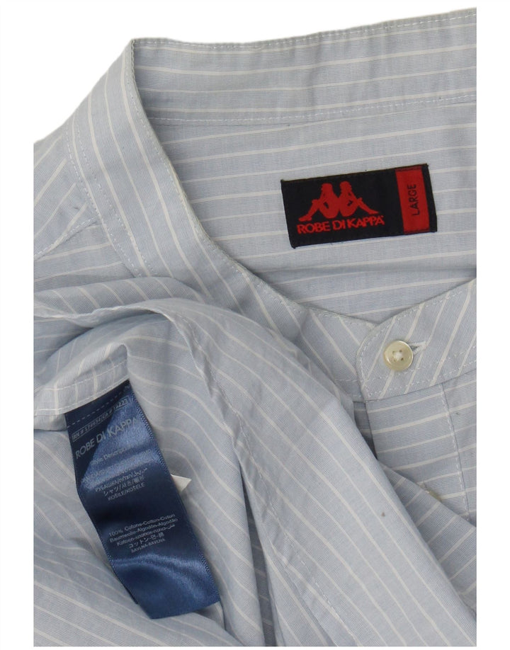 Kappa Chemise pull pour homme en coton à fines rayures bleues