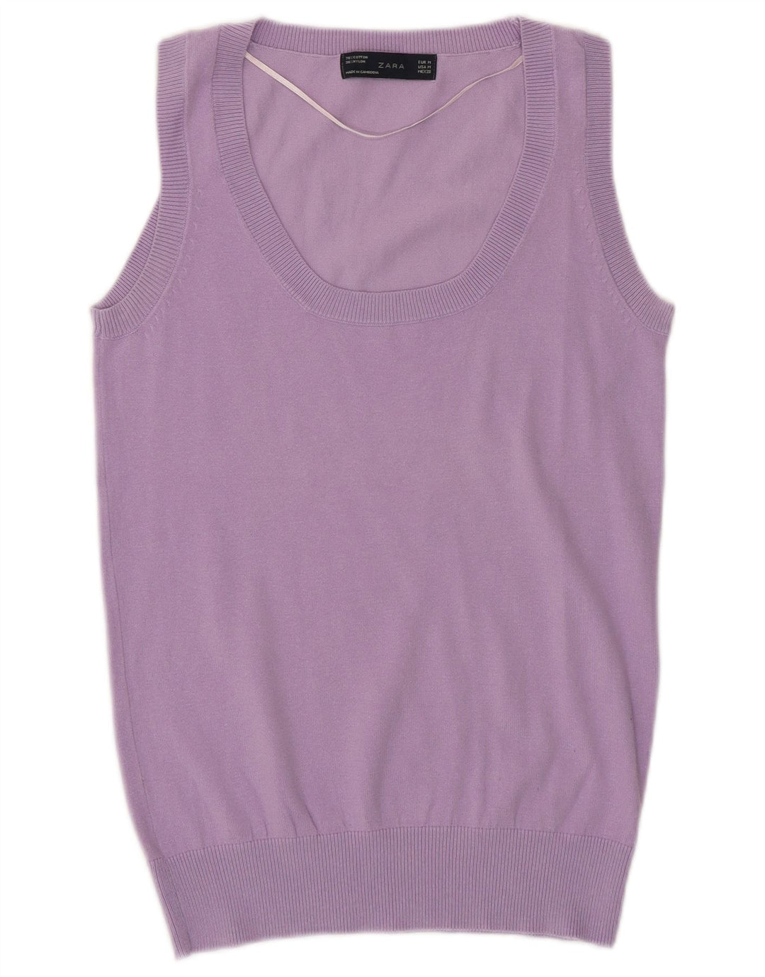 ZARA Womens Vest Tank Top UK 14 Coton Violet Moyen