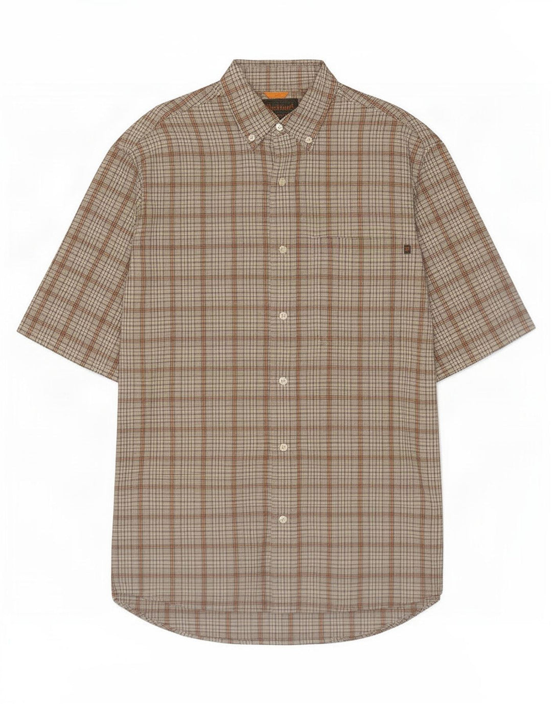 Timberland Chemise à Manches Courtes Homme Gris Moyen Carreaux Coton