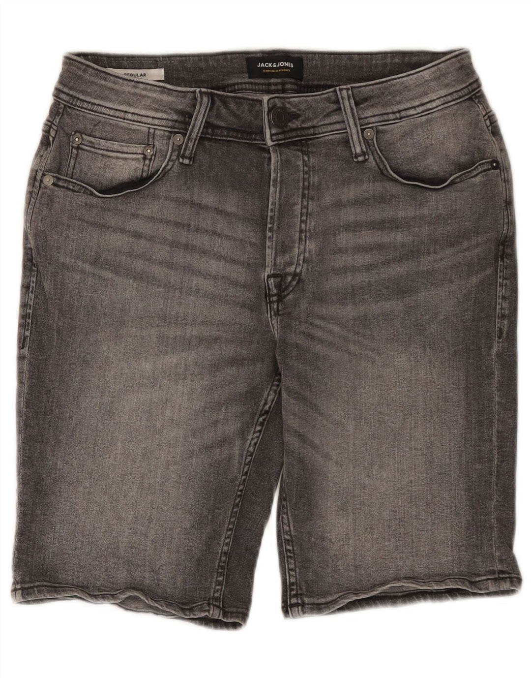 Jack & Jones Short en Jean Regular Homme Petit W29 Gris Coton