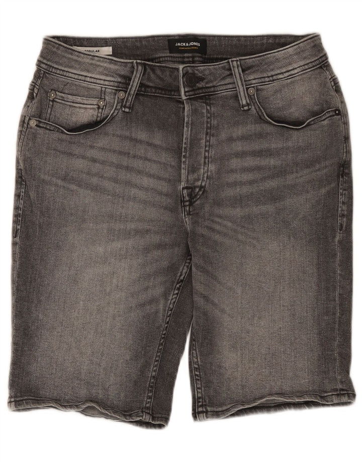 Jack & Jones Short en Jean Regular Homme Petit W29 Gris Coton
