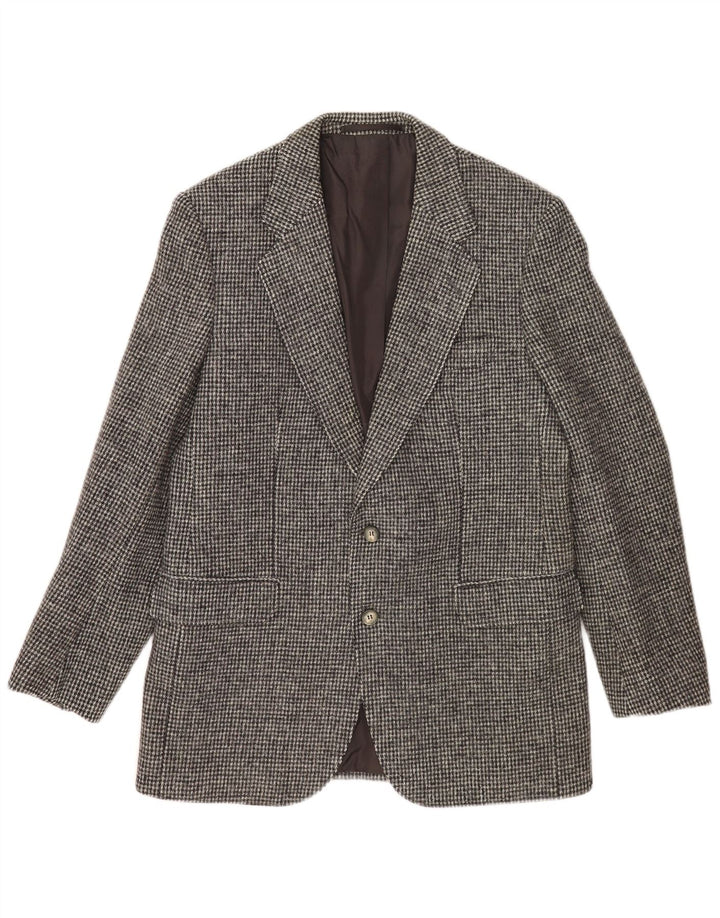 Harris Tweed Veste blazer à 2 boutons pour homme UK 38 Gris moyen à carreaux