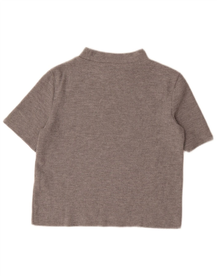 Zara Womens Crop T-Shirt Top UK 12 Gris Moyen