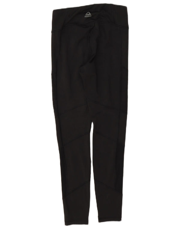 Reebok Leggings Femme UK 8/10 Petit Noir Polyester